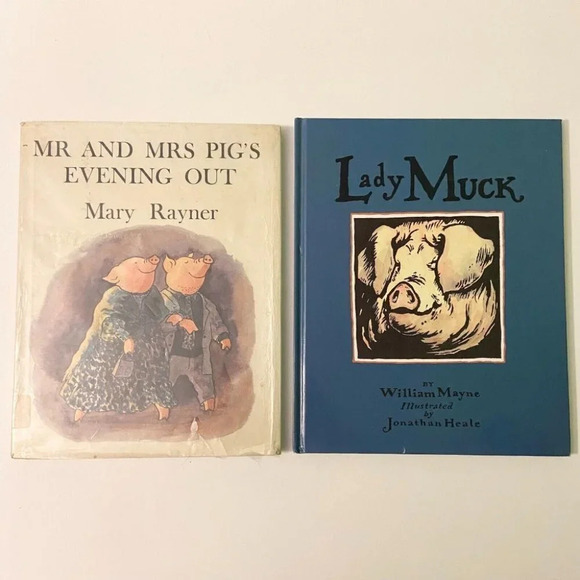 Vintage Lot Lady Muck by Mayne and Mr and Mrs Pigs Evening  Out by Rayner Books - Picture 1 of 12